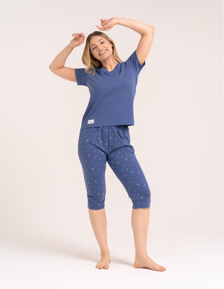 Piżamy 3/4 damskie - Wygodna piżama damska bawełniana 3/4 capri w gwiazdki JEANS  - produkt moraj.pl 7