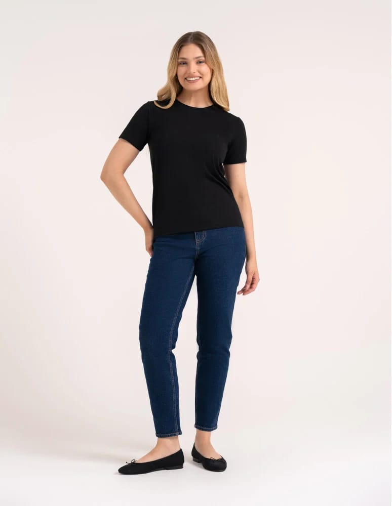 Koszulki i T-shirty - Koszulka damska bawełna Premium T-shirt dekolt okrągły CZARNY  - produkt moraj.pl 8