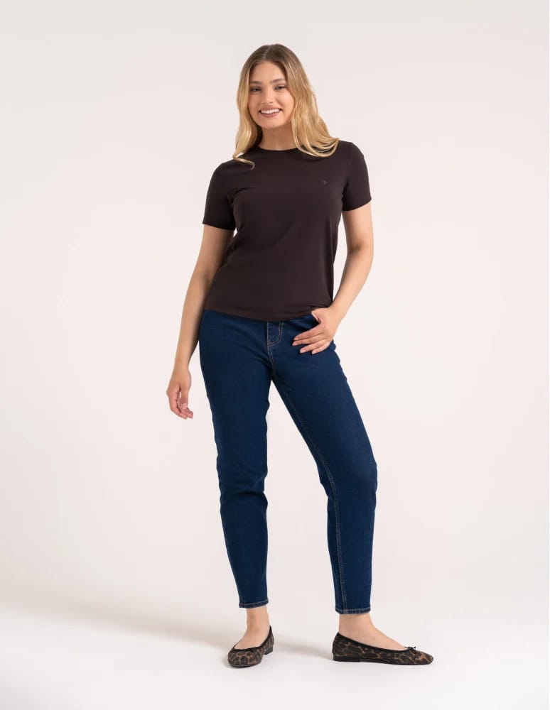Koszulki i T-shirty - Koszulka damska bawełna Premium T-shirt dekolt okrągły BRĄZOWY - produkt moraj.pl 3