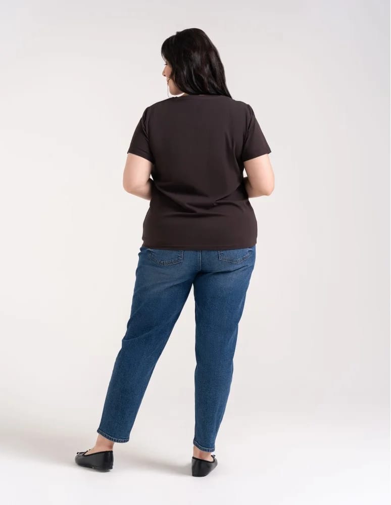 Koszulki i T-shirty - Koszulka damska bawełna Premium T-shirt dekolt okrągły BRĄZOWY - produkt moraj.pl 8