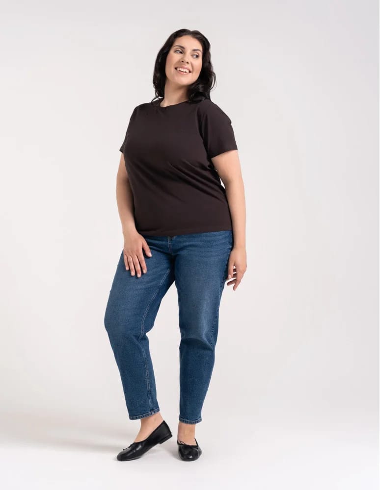 Koszulki i T-shirty - Koszulka damska bawełna Premium T-shirt dekolt okrągły BRĄZOWY - produkt moraj.pl 9