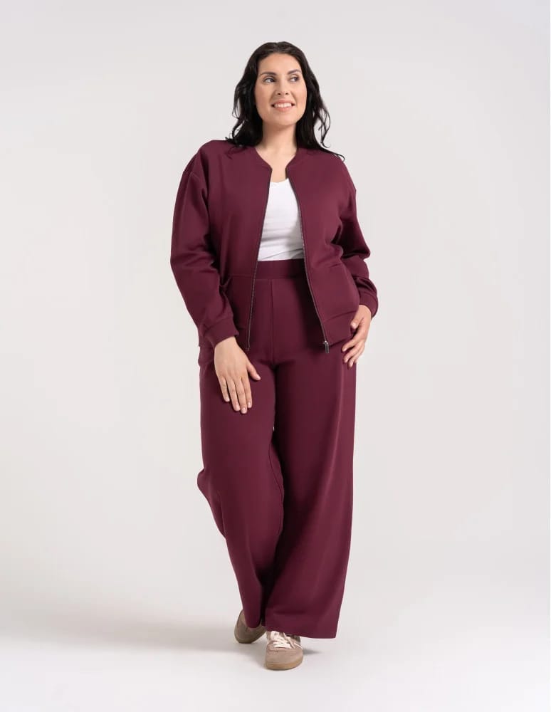 Bluzy damskie - Wygodna bluza damska rozpinana bawełniana z kieszeniami BORDOWY  - produkt moraj.pl 12
