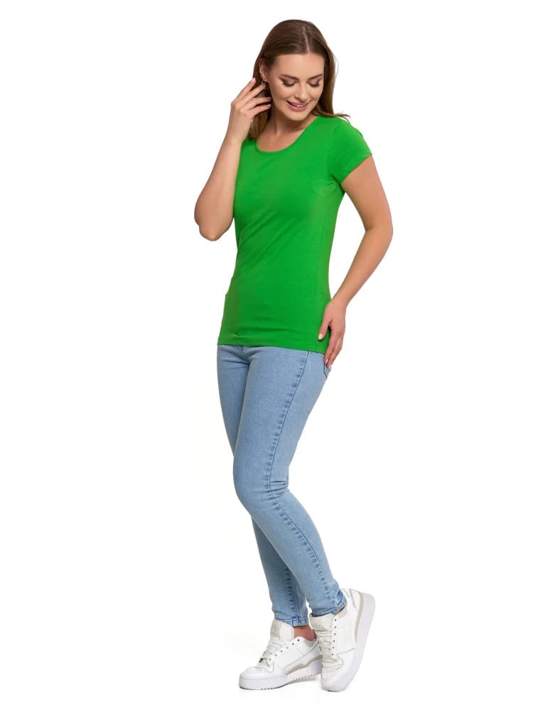 Koszulki i T-shirty - T-shirt damski z okrągłym dekoltem plus size ZIELONY  - produkt moraj.pl 3
