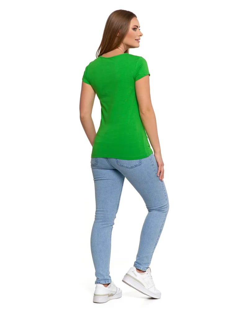 Koszulki i T-shirty - T-shirt damski z okrągłym dekoltem plus size ZIELONY  - produkt moraj.pl 4