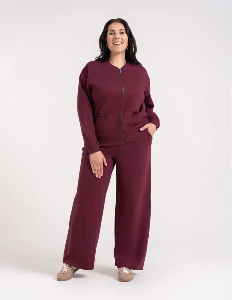 Bluzy damskie - Wygodna bluza damska rozpinana bawełniana z kieszeniami BORDOWY  - produkt moraj.pl 15