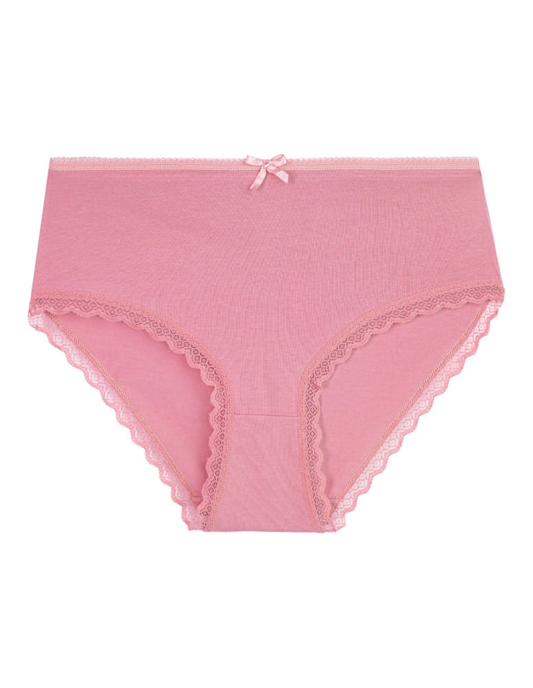 Majtki z wysokim stanem - Majtki z wysokim stanem damskie bawełniane z kokardką wygodne maxi bikini 5-pak WIELOKOLOROWY  - produkt moraj.pl 2