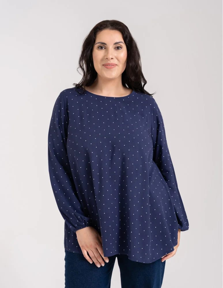 Bluzki z długim rękawem - Bluzka damska elegancka z naturalnej wiskozy o kroju oversize WZÓR 3 - produkt moraj.pl 8