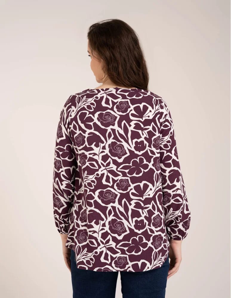 Bluzki z długim rękawem - Bluzka damska elegancka z naturalnej wiskozy o kroju oversize WZÓR 2 - produkt moraj.pl 5