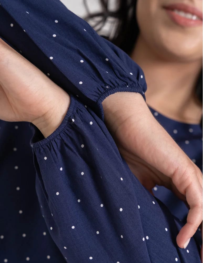 Bluzki z długim rękawem - Bluzka damska elegancka z naturalnej wiskozy o kroju oversize WZÓR 3 - produkt moraj.pl 2
