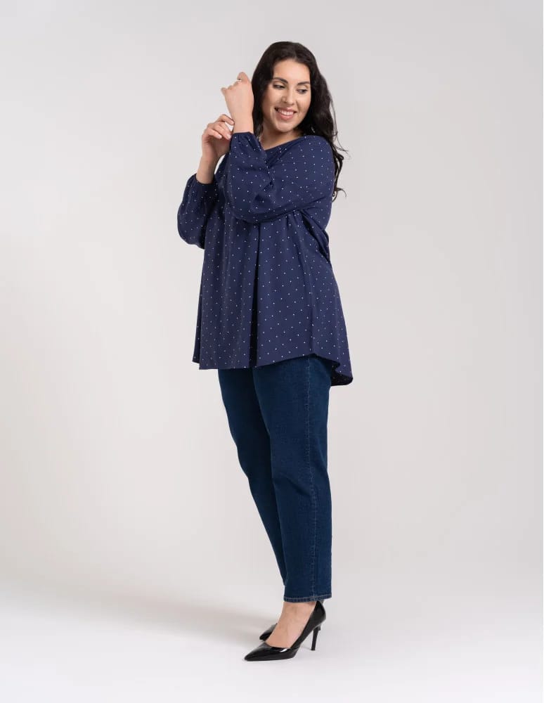 Bluzki z długim rękawem - Bluzka damska elegancka z naturalnej wiskozy o kroju oversize WZÓR 3 - produkt moraj.pl 12