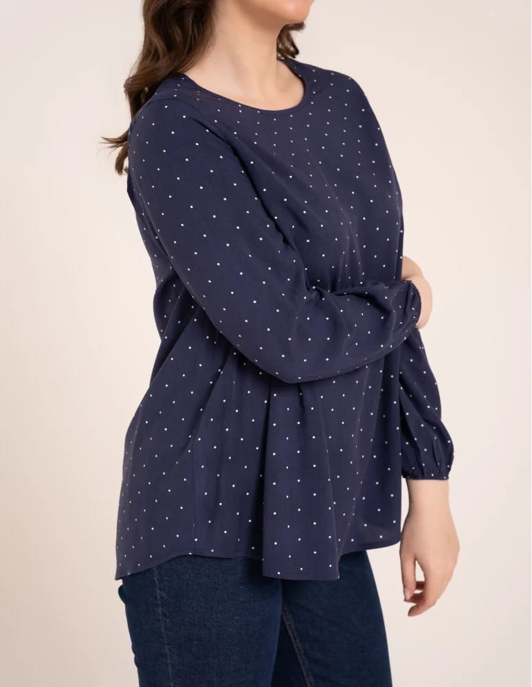 Bluzki z długim rękawem - Bluzka damska elegancka z naturalnej wiskozy o kroju oversize WZÓR 3 - produkt moraj.pl 5