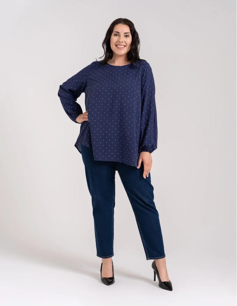Bluzki z długim rękawem - Bluzka damska elegancka z naturalnej wiskozy o kroju oversize WZÓR 3 - produkt moraj.pl 11