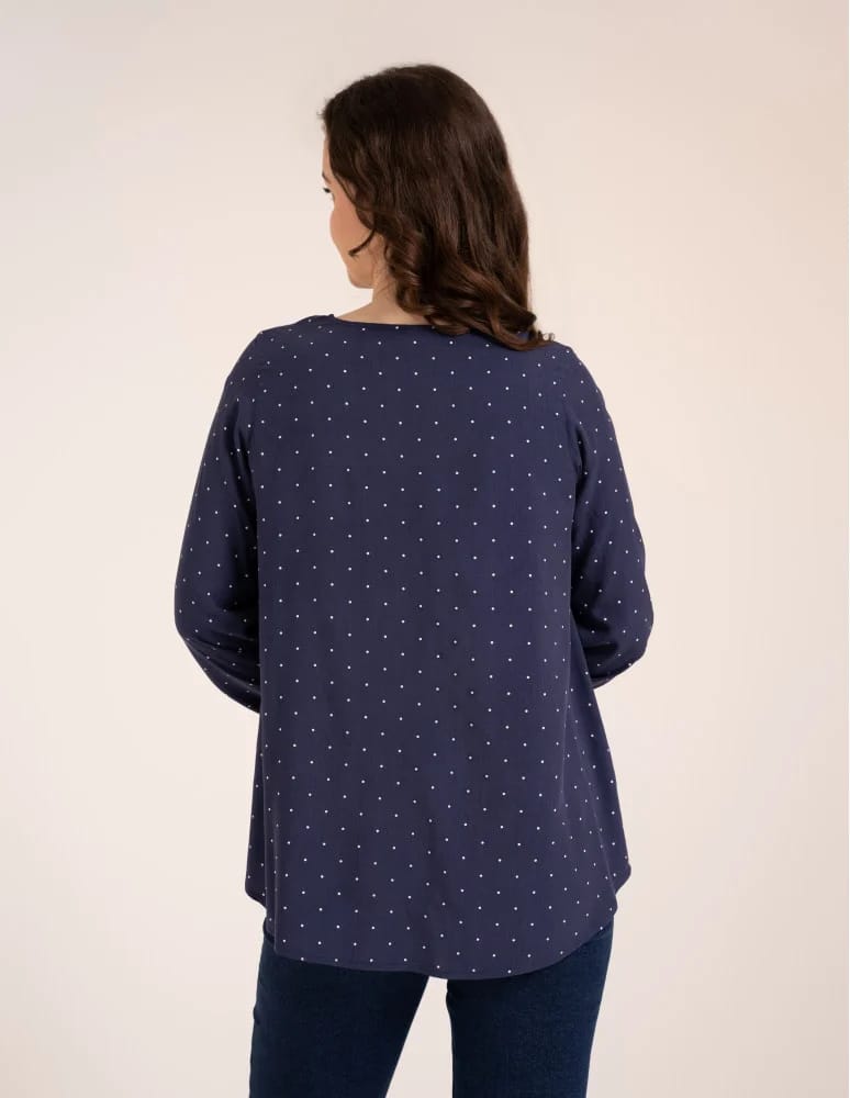 Bluzki z długim rękawem - Bluzka damska elegancka z naturalnej wiskozy o kroju oversize WZÓR 3 - produkt moraj.pl 4