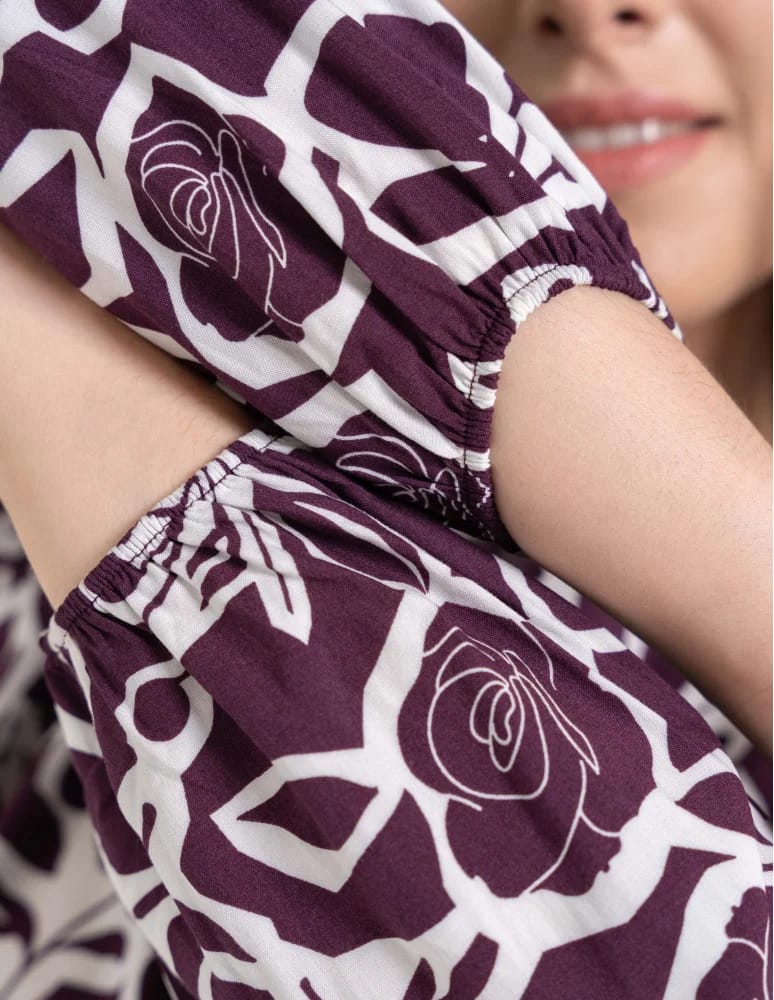 Bluzki z długim rękawem - Bluzka damska elegancka z naturalnej wiskozy o kroju oversize WZÓR 2 - produkt moraj.pl 8