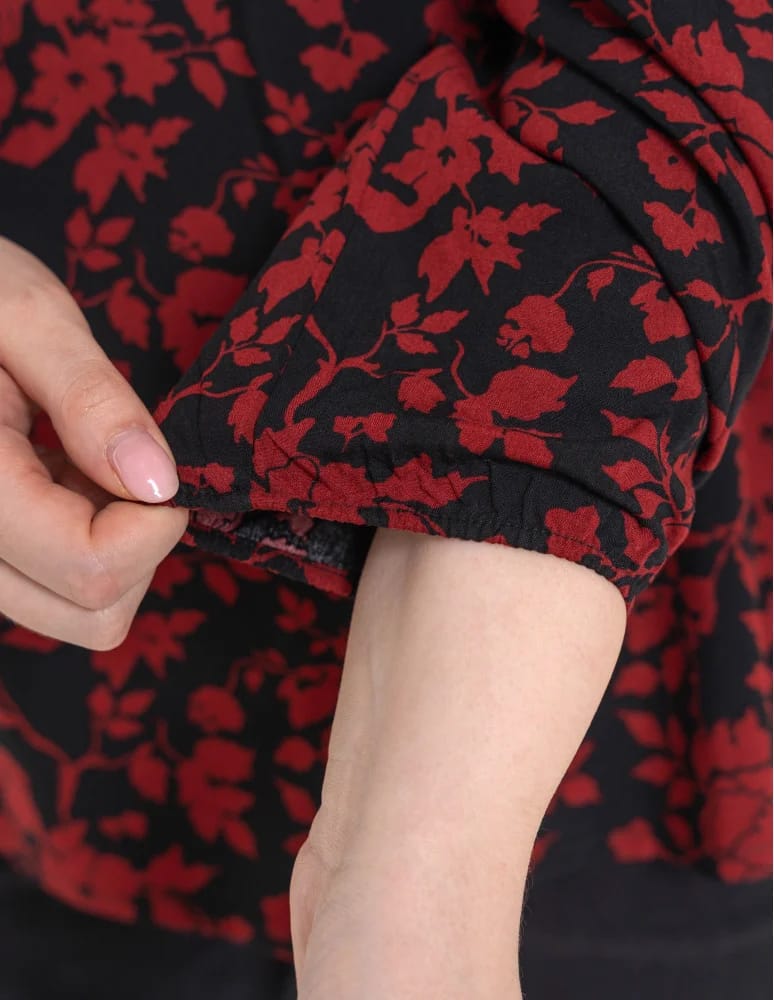 Bluzki z długim rękawem - Bluzka damska elegancka z naturalnej wiskozy o kroju oversize WZÓR 1  - produkt moraj.pl 7
