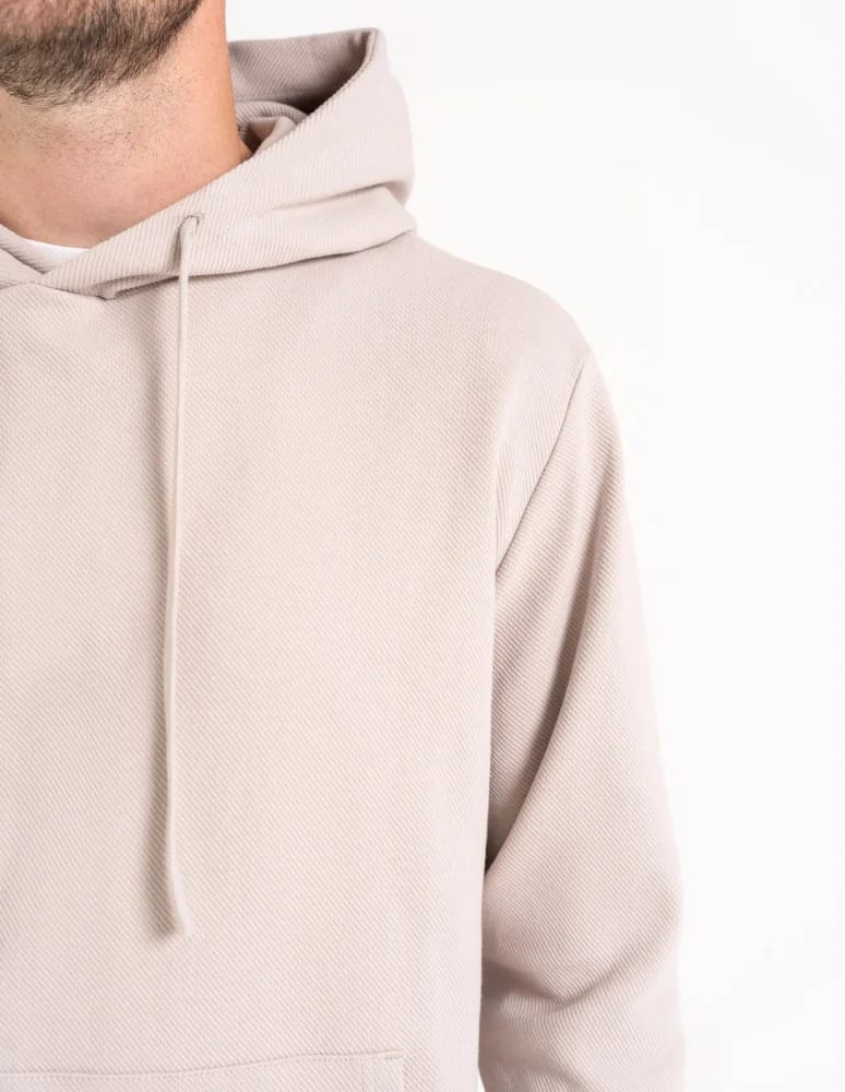 Bluzy męskie - Bluza męska bawełniana z kapturem i kieszenią BEŻOWY - produkt moraj.pl 2