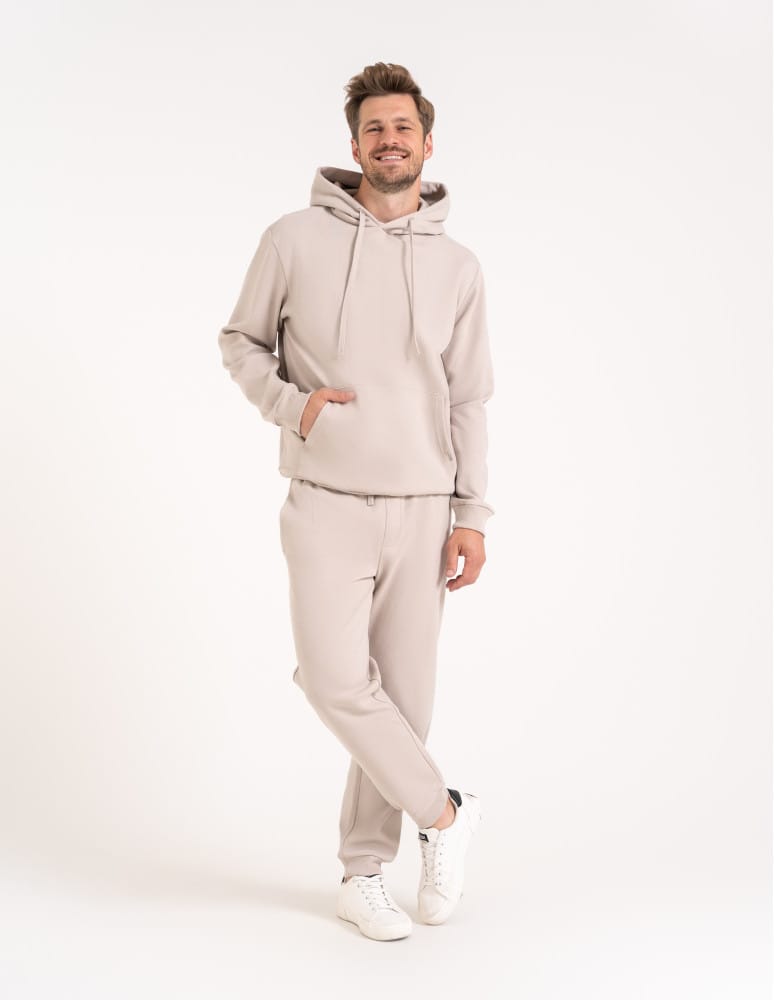 Bluza męska bawełniana z kapturem i kieszenią BEŻOWY