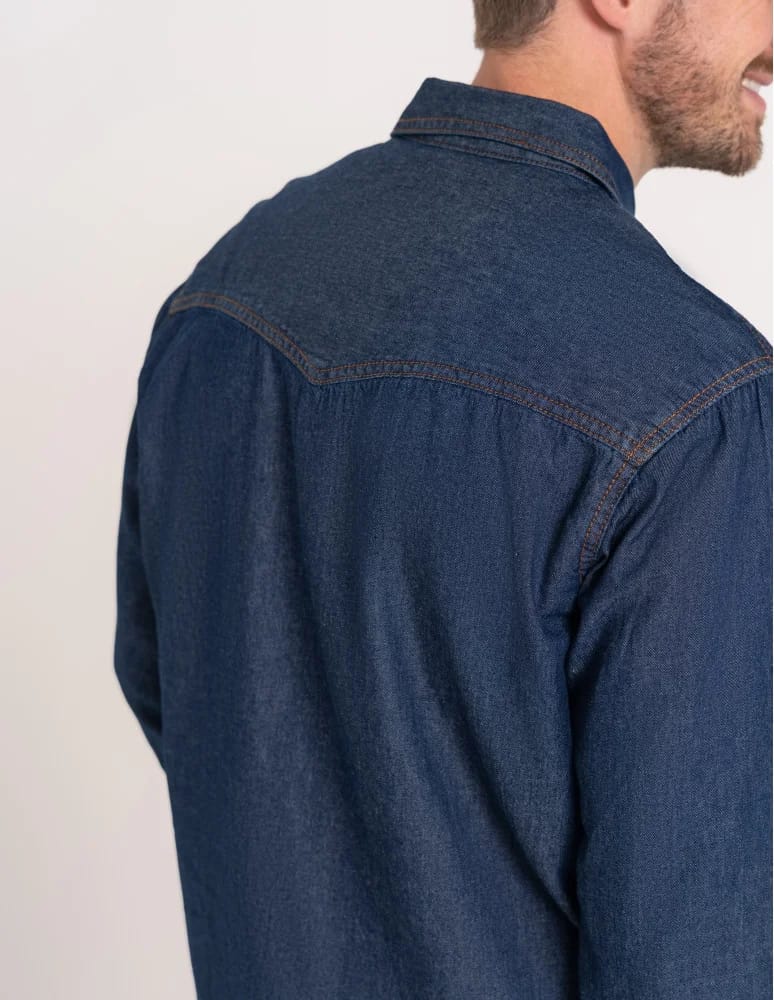 Mężczyzna - Koszula męska jeansowa denim klasyczna JEANS  - produkt moraj.pl 5