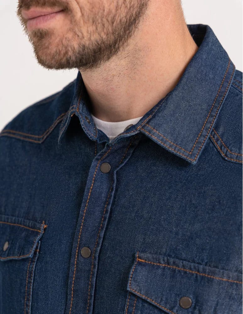 Mężczyzna - Koszula męska jeansowa denim klasyczna JEANS  - produkt moraj.pl 6