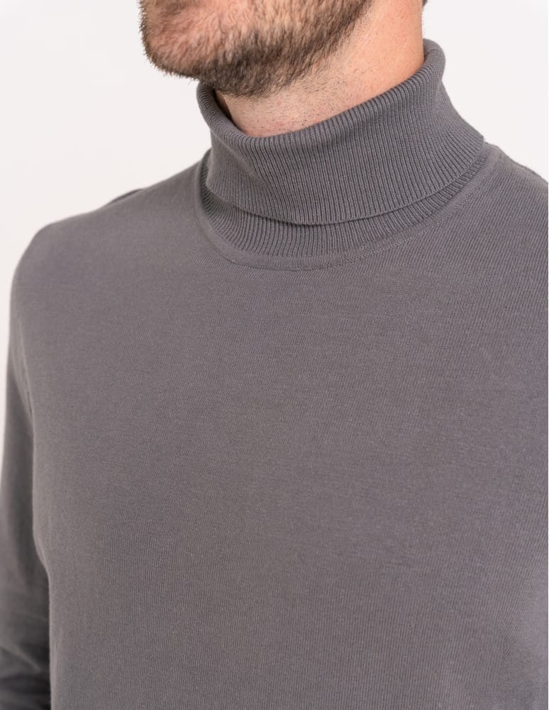 Sweter męski golf bawełniany SZARY