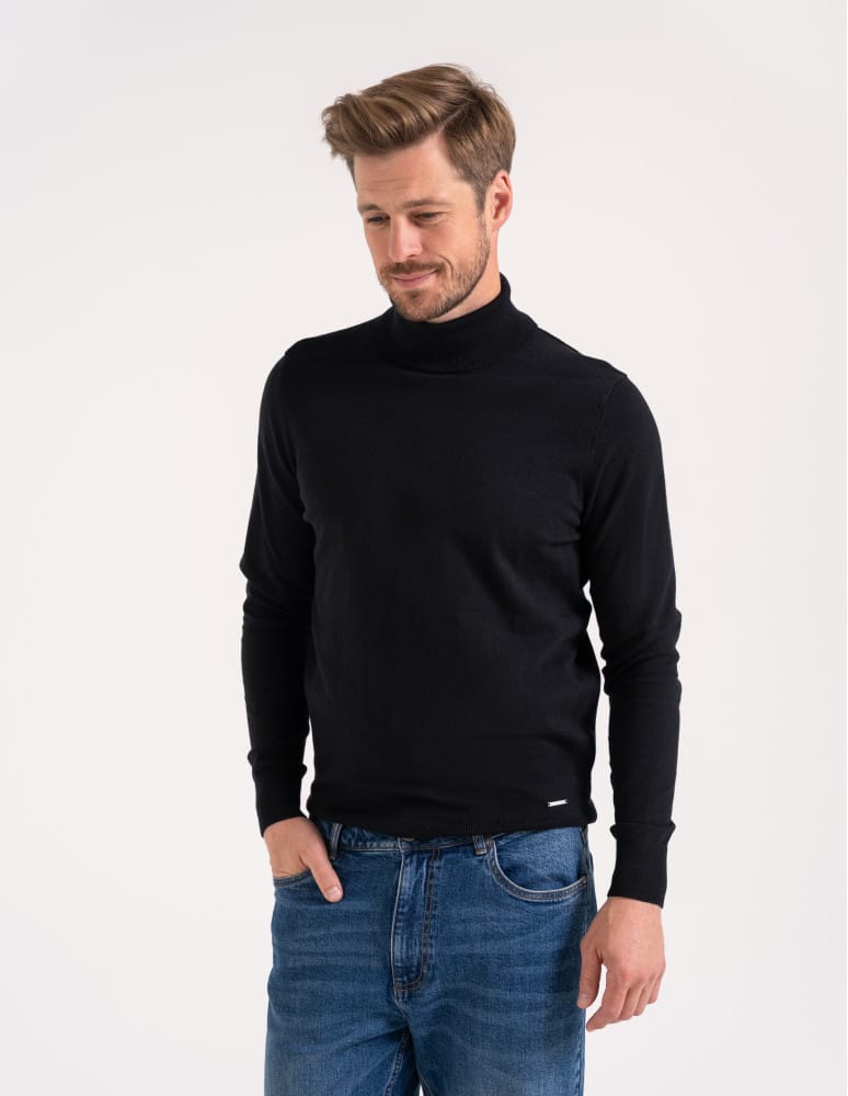 Sweter męski golf bawełniany CZARNY