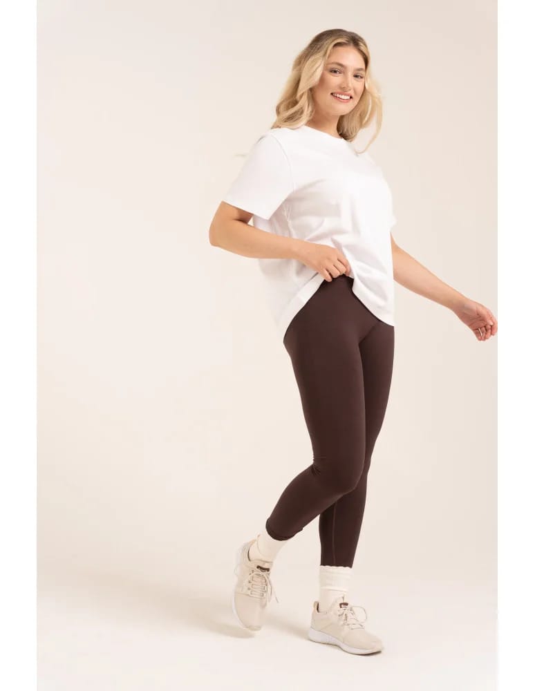 Legginsy z wysokim stanem - Leginsy damskie bezszwowe z wysokim stanem prążkowane getry kryjące sportowe BRĄZOWY - produkt moraj.pl 7