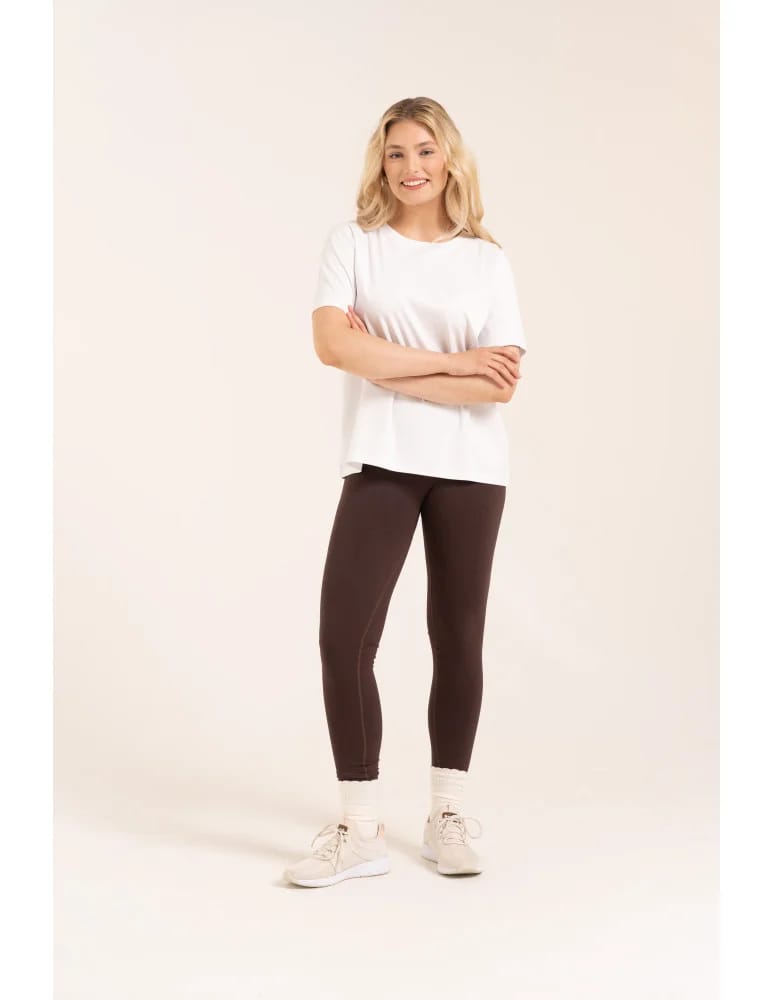 Legginsy z wysokim stanem - Leginsy damskie bezszwowe z wysokim stanem prążkowane getry kryjące sportowe BRĄZOWY - produkt moraj.pl 8