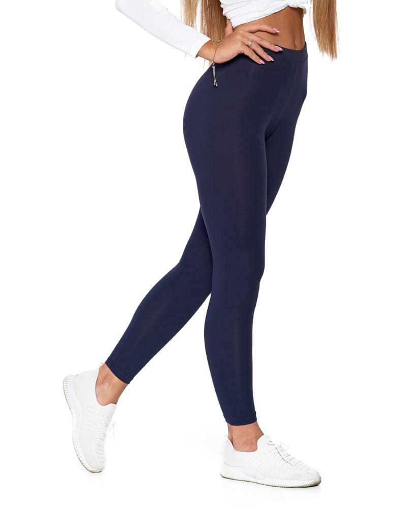 Legginsy damskie - Klasyczne bawełniane legginsy damskie GRANATOWY  - produkt moraj.pl 14