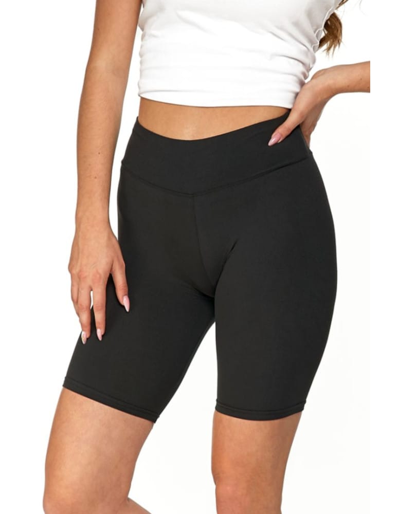 Legginsy damskie wysoki stan typu kolarka peach touch CZARNY