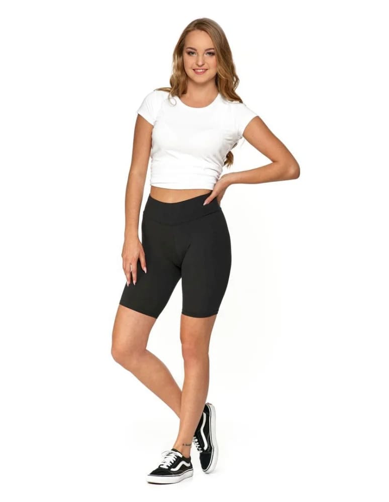Legginsy damskie - Legginsy damskie wysoki stan typu kolarka peach touch CZARNY - produkt moraj.pl 3