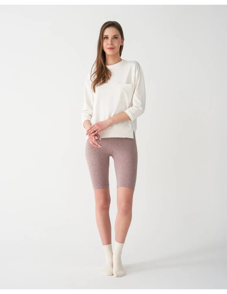 Legginsy damskie - Legginsy damskie wysoki stan typu kolarka peach touch BEŻOWY - produkt moraj.pl 4
