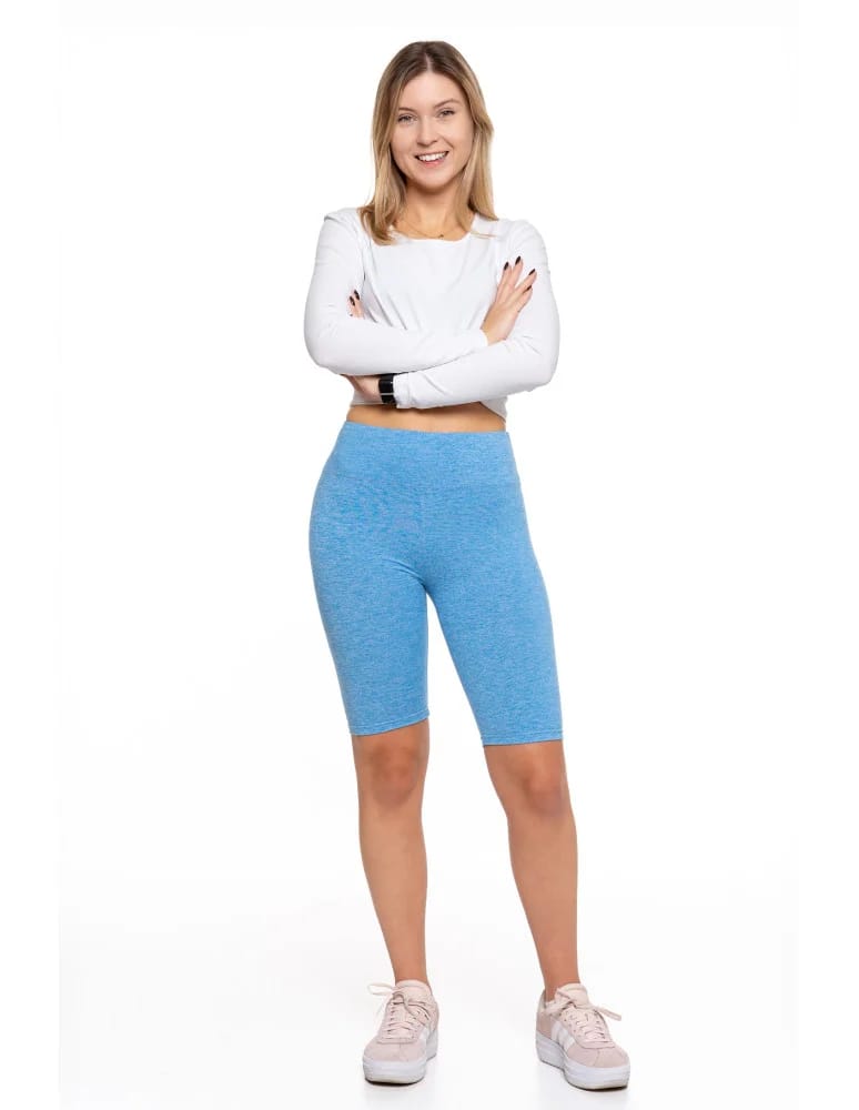 Legginsy damskie - Legginsy damskie wysoki stan typu kolarka peach touch NIEBIESKI - produkt moraj.pl 5
