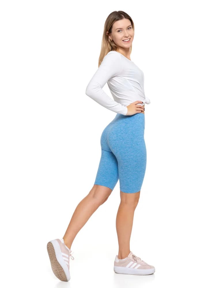 Legginsy damskie - Legginsy damskie wysoki stan typu kolarka peach touch NIEBIESKI - produkt moraj.pl 6
