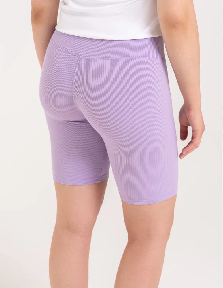 Legginsy damskie - Legginsy kolarki damskie w prążek wysoki stan FIOLETOWY - produkt moraj.pl 2