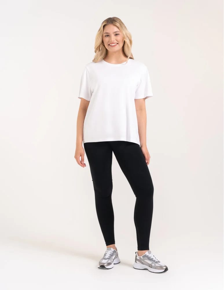 Legginsy z wysokim stanem - Leginsy damskie bezszwowe z wysokim stanem prążkowane getry kryjące sportowe CZARNY  - produkt moraj.pl 6
