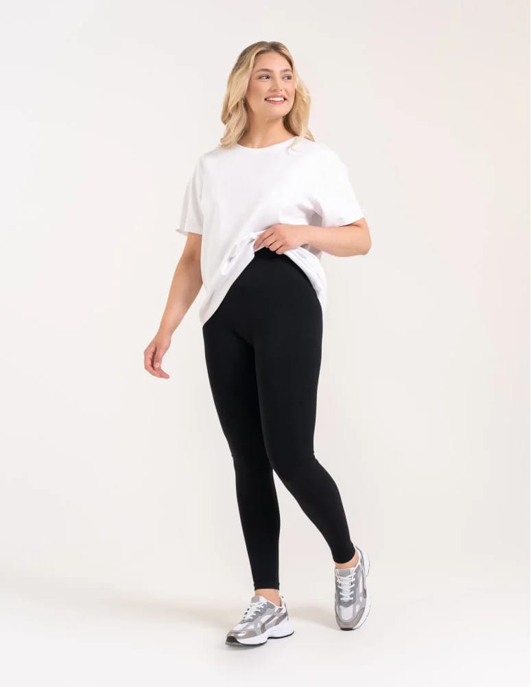 Legginsy z wysokim stanem - Leginsy damskie bezszwowe z wysokim stanem prążkowane getry kryjące sportowe CZARNY  - produkt moraj.pl 7