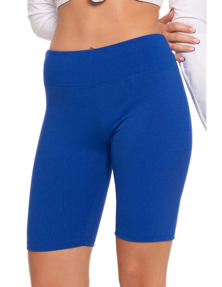 Legginsy damskie - Legginsy kolarki damskie w prążek wysoki stan CIEMNY NIEBIESKI - produkt moraj.pl 6