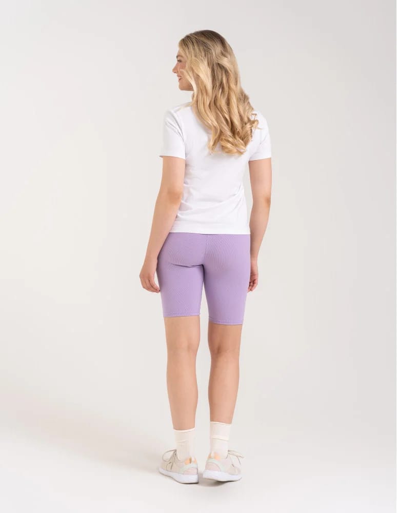 Legginsy damskie - Legginsy kolarki damskie w prążek wysoki stan FIOLETOWY - produkt moraj.pl 6
