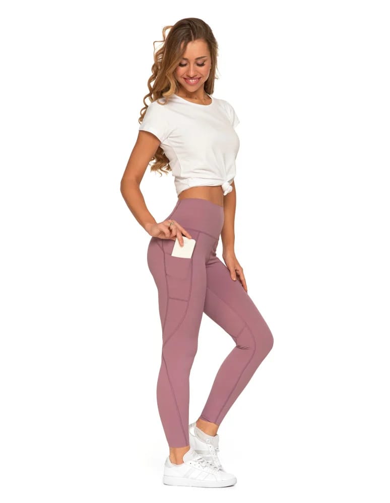 Legginsy damskie - Legginsy damskie z wysokim stanem funkcyjne RÓŻOWY  - produkt moraj.pl 5