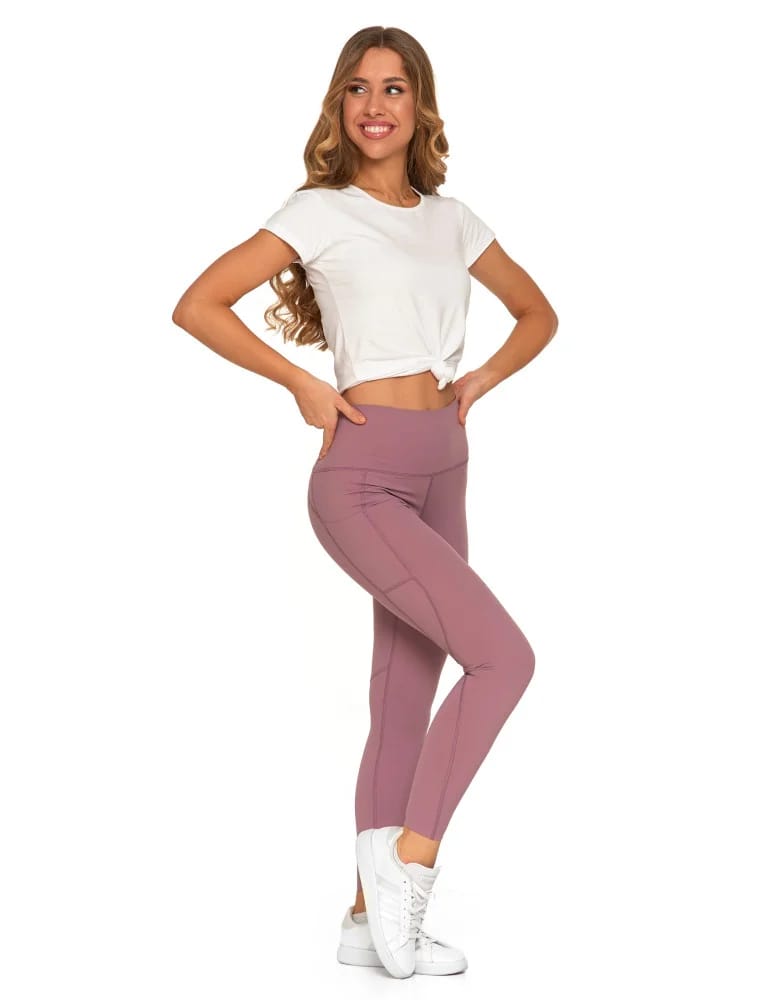 Legginsy damskie - Legginsy damskie z wysokim stanem funkcyjne RÓŻOWY  - produkt moraj.pl 11