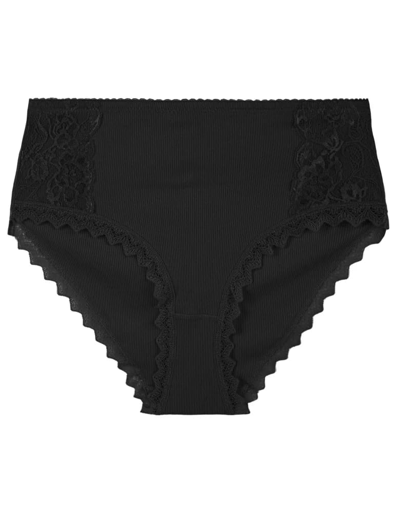 Majtki z wysokim stanem - Figi damskie maxi bikini prążkowane majtki z wysokim stanem z koronkową wstawką 3-pak WIELOKOLOROWY  - produkt moraj.pl 4