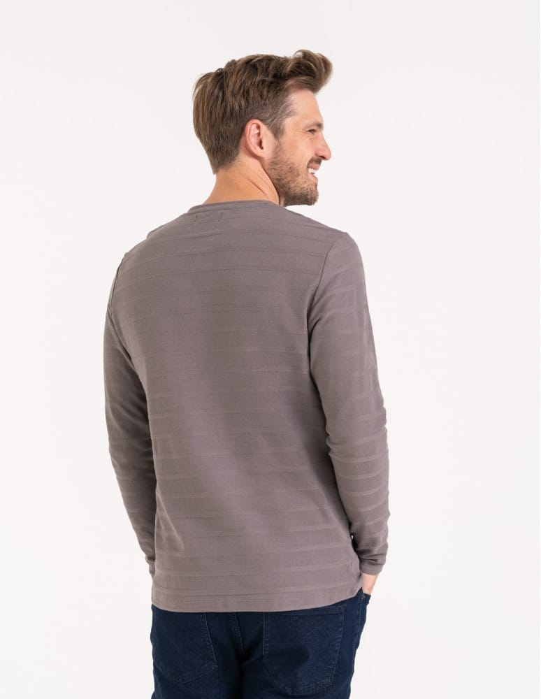 Koszulki i Tank Topy - Koszulka męska longsleeve bawełniany z guzikami SZARY - produkt moraj.pl 1