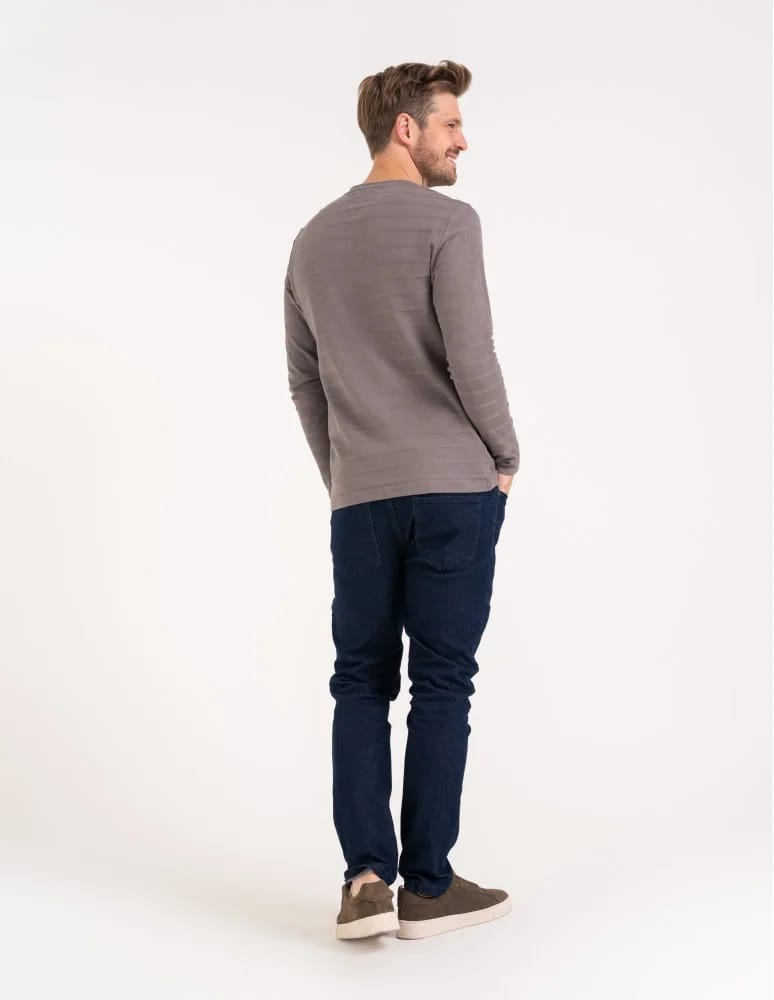 Koszulki i Tank Topy - Koszulka męska longsleeve bawełniany z guzikami SZARY  - produkt moraj.pl 4