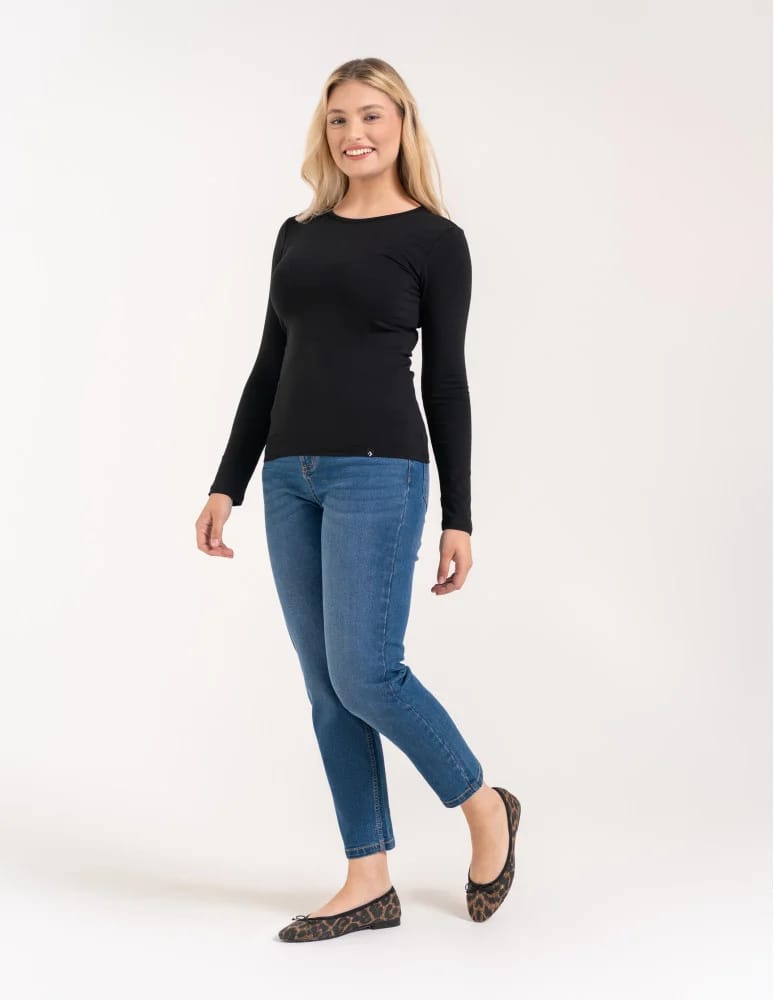 T-shirty i podkoszulki - Podkoszulek damski bawełniany z długim rękawem CZARNY - produkt moraj.pl 3