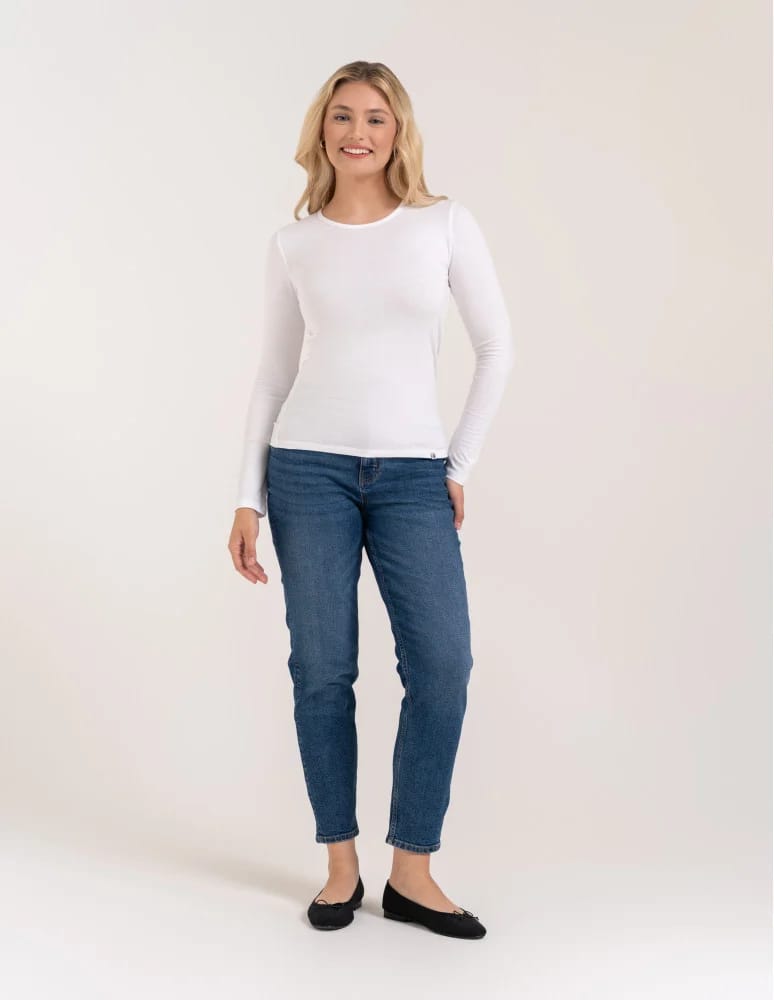 T-shirty i podkoszulki - Podkoszulek damski bawełniany z długim rękawem BIAŁY  - produkt moraj.pl 3