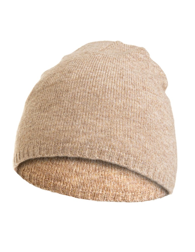Miękka czapka damska beanie z domieszką wełny BEŻOWY