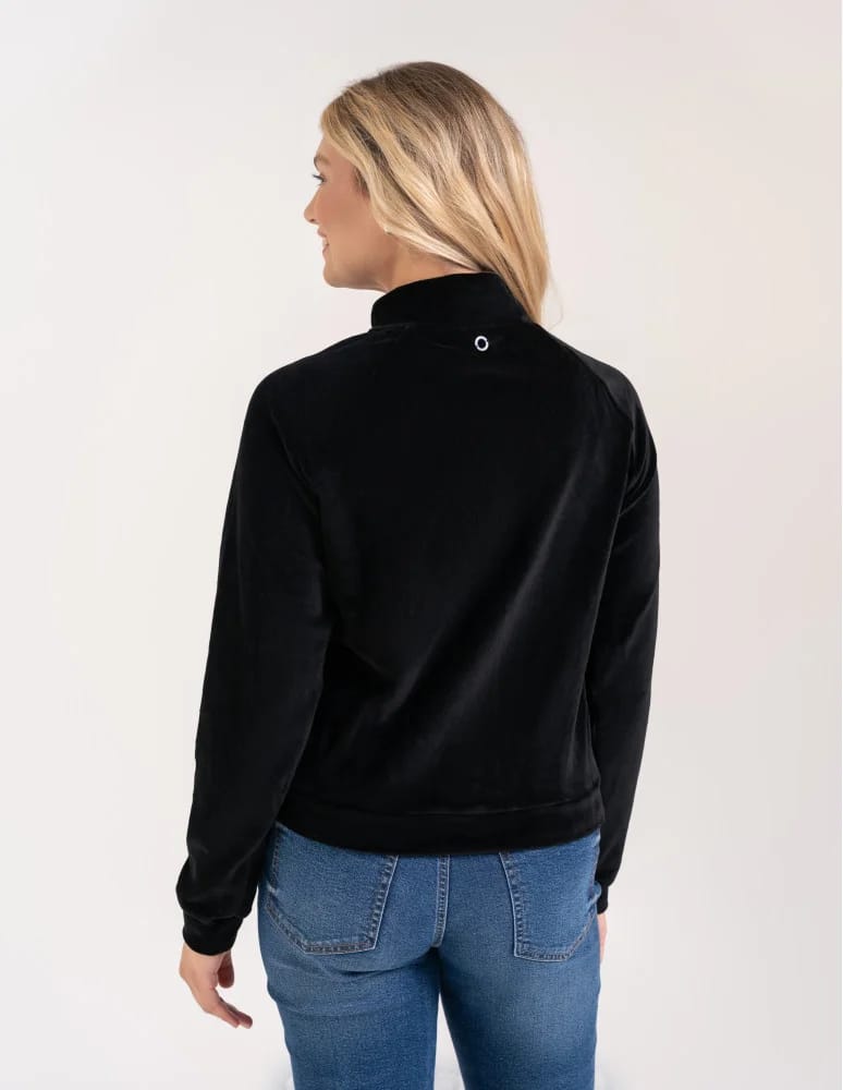 Bluzy damskie - Bluza damska welurowa na zamek z bawełny CZARNY - produkt moraj.pl 5