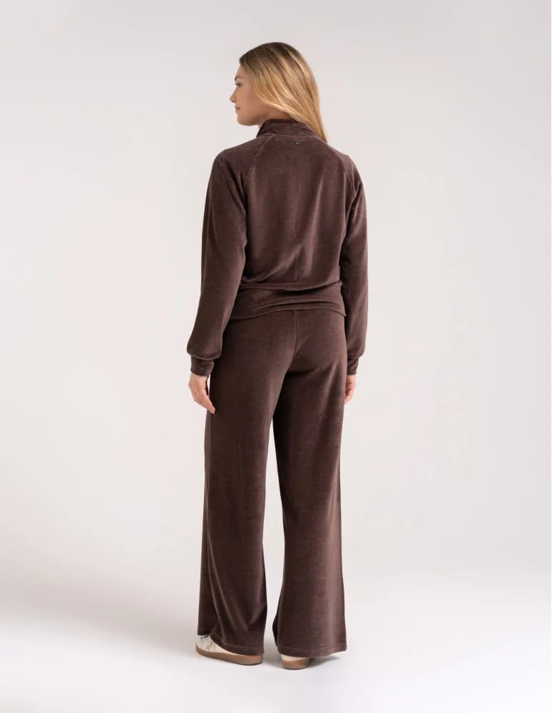 Bluzy damskie - Bluza damska welurowa na zamek z bawełny JASNY BRĄZ - produkt moraj.pl 3