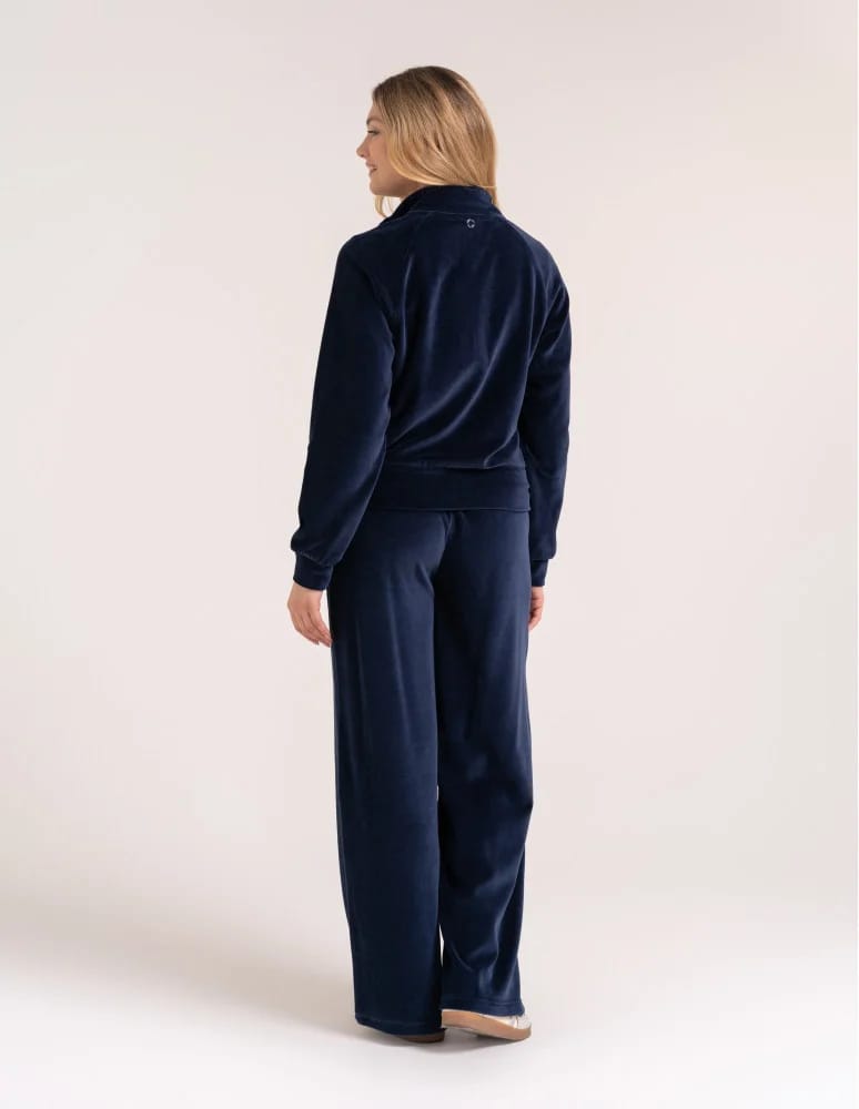 Bluzy damskie - Bluza damska welurowa na zamek z bawełny GRANATOWY  - produkt moraj.pl 3