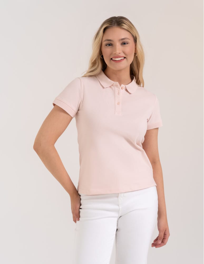 Koszulka polo damska z kołnierzykiem RÓŻOWY